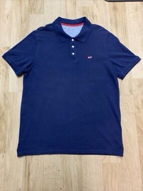 Vineyard Vines Navy Polo with Red Logo Accent